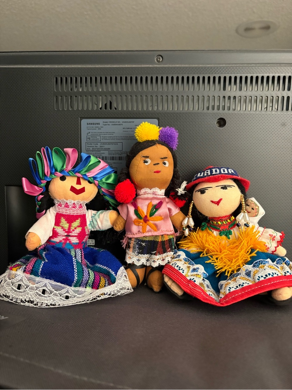 Handcrafted Multicolor Traditional Textile Dolls - Set of 3